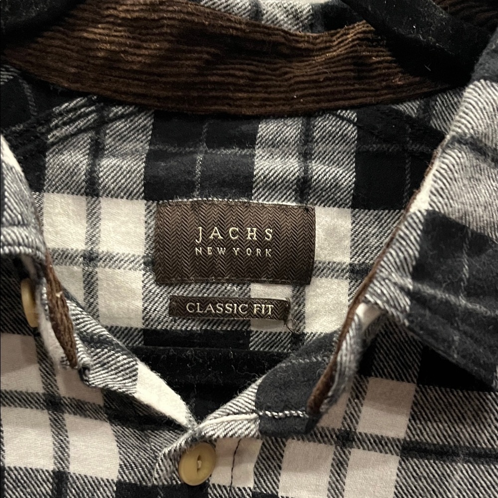 Jachs Black and White Plaid Casual Button Down Shirt
